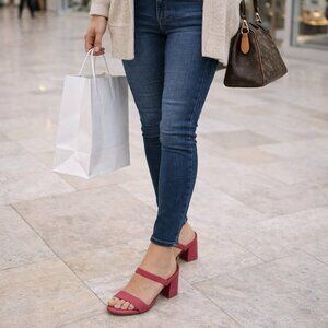 Gianni Bini Suede Sandals Block Heel Fuchsia - Size 6